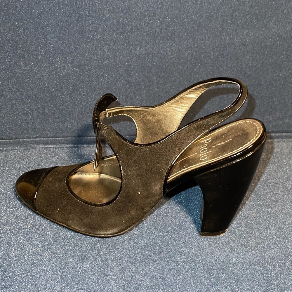 LINEA PAOLO LIZBETH BLACK SUEDE SLING BACKS